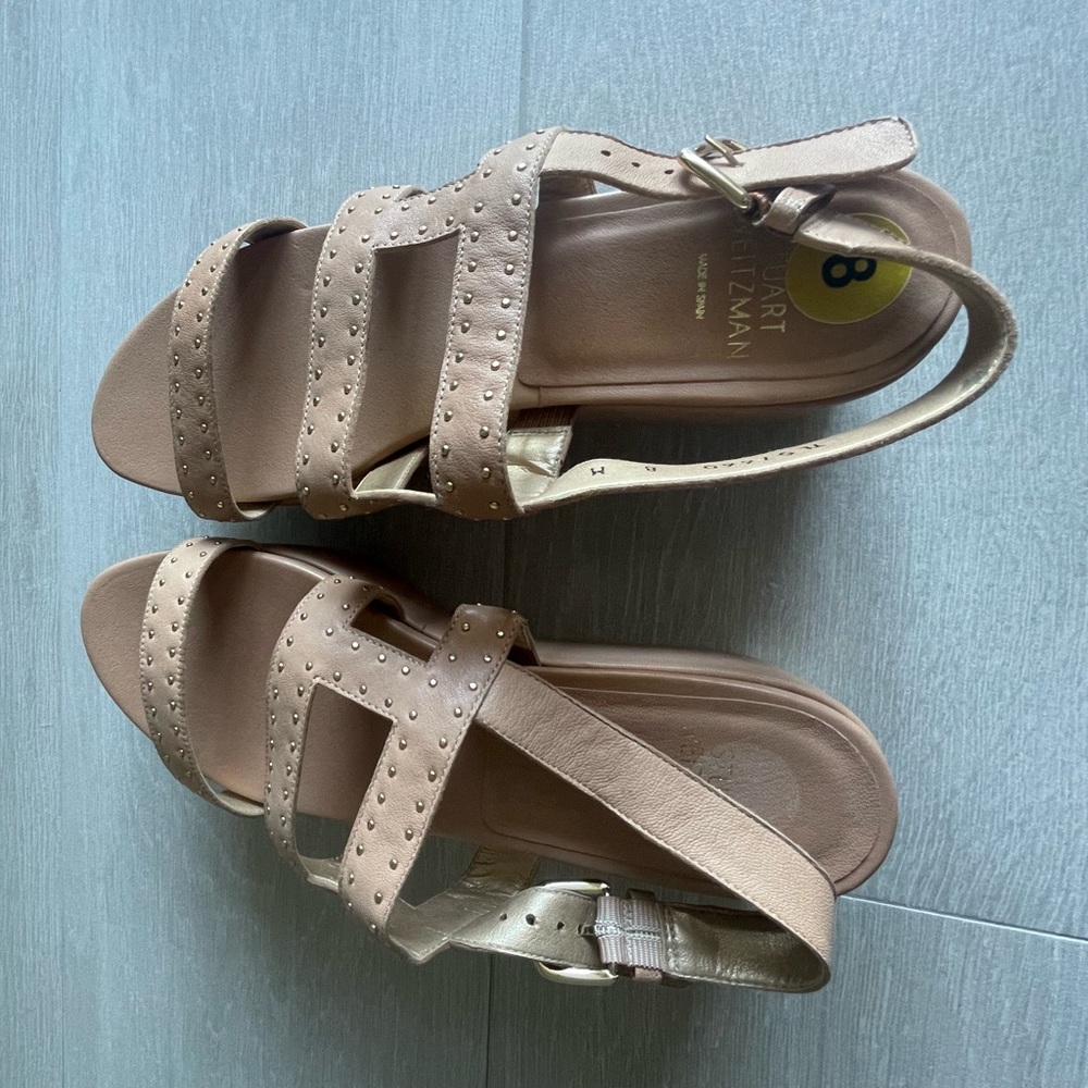 Stuart Weitzman Beige Platform Wedge, Size 8 - image 2